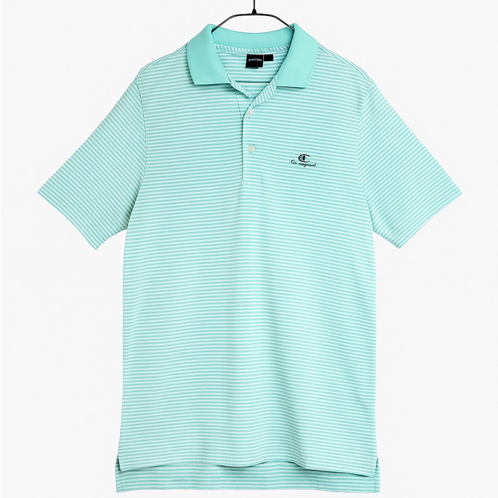 Fairway & Greene Light Blue/Green Striped Polo